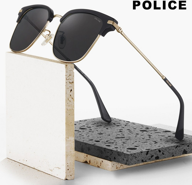 폴리스 선글라스 SPLM72B-08M2 남자 하금테 메탈뿔테 콤비 사각