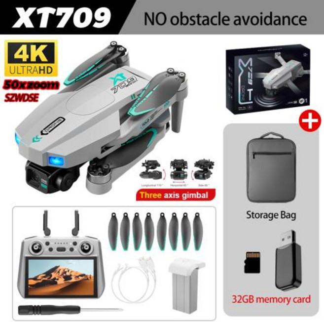 새로운 XT709 3 축 짐벌 접이식 쿼드 콥터 공중 드론 4K HD 카메라 GPS RC 헬리콥터 FPV WIFI 장애물 회피 장난감 선물, 2)XT709-No-OAS