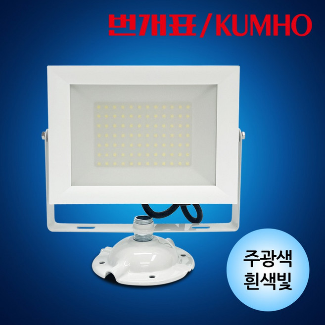 번개표 LED 투광기 투광등 50W 습기배출기능추가 간판등 간판조명 공장등, 화이트/하얀빛, 1개