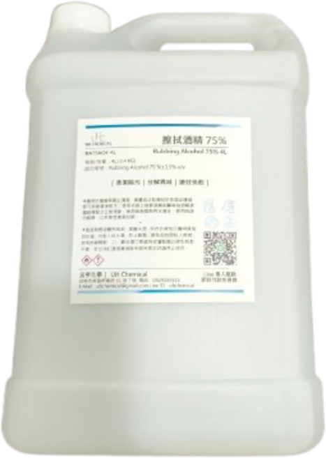 UHC擦拭酒精75% 防疫潔用酒精, 1個, 4L