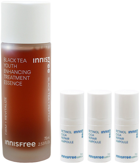 이니스프리 블랙티 유스 인핸싱 트리트먼트 에센스 75ml+(시카 앰플7mlx3개 추가), 75ml, 1개