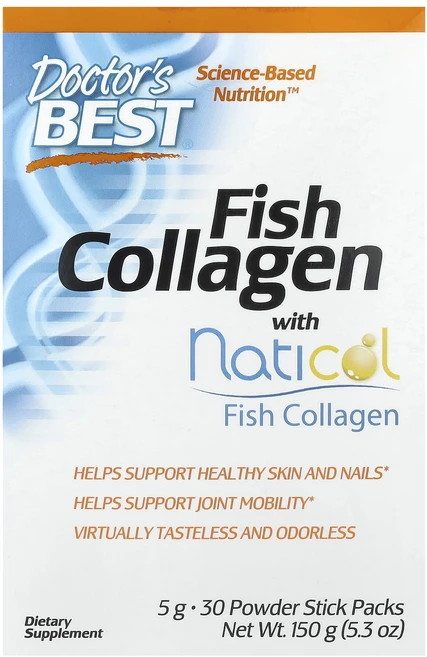 Doctor's Best Naticol 함유 피쉬 콜라겐 5g 분말 스틱팩 30개 150g(5.3oz), DoctorsBestNaticol함유피쉬콜라겐5g분말스, 150g, 1개 - 쿠팡
