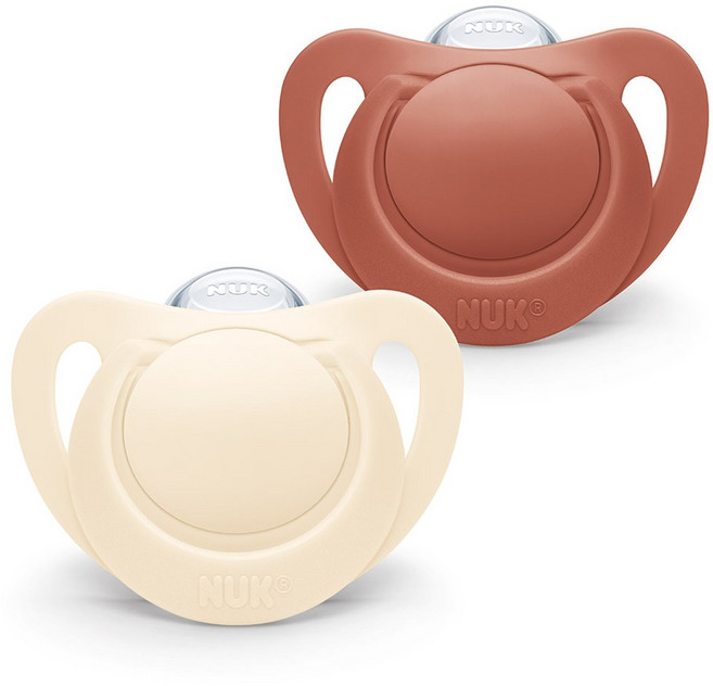 누크 유아용 For 네이처 노리개젖꼭지 2종 세트, S2 (6~18개월), 파스텔마룬 + 베이지, 1세트