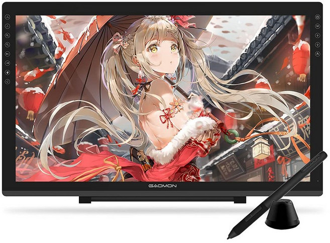 GAOMON 액체 탭 PD2200 21.5 인치 92% NTSC IPS 풀 라미네이션 디스플레이 기울기 감지 8192 레벨 필압 충전 불필요 펜 일러스트 디자인