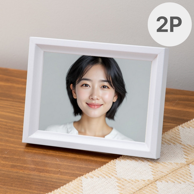 우드 프레임 사진액자 스탠드 벽걸이 겸용 나무 액자 세트, 2개, 화이트