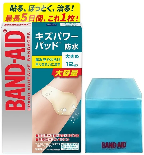 Amazon.co.jp BAND-AID(밴드 에이드) 흠집 파워패드 큰 사이즈 12매+케이스 포함 방수 손가락 손가락 반창고 빨리 깨끗이 고치다 통증을 누그러뜨리다 하이드로콜, 1개 - 쿠팡