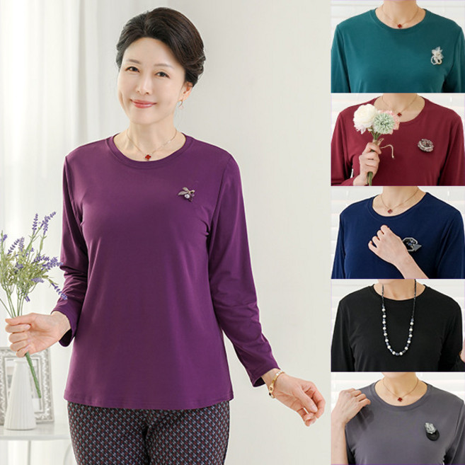 로즈맘 엄마옷 로즈맘 만능무지라운드넥티셔츠