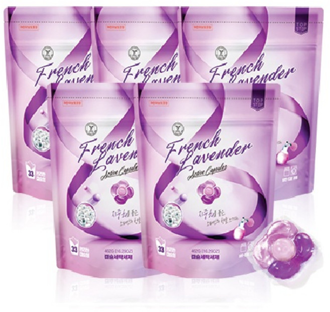 [탑스텝] 캡슐 세탁세제 프렌치라벤더 33캡슐, 33개입, 5개