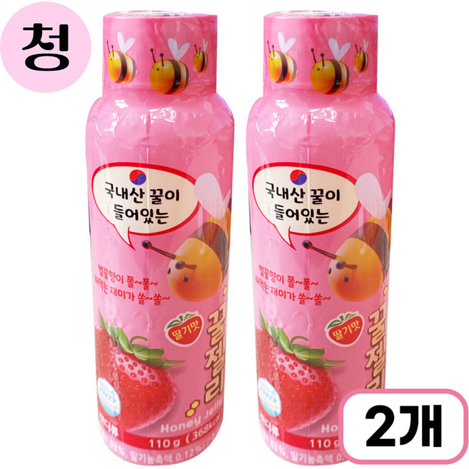 cu 꿀젤리 딸기맛 110g 오리지널맛 틱톡젤리 짜먹는꿀젤리 국내산꿀함유 아이스크림 꿀물, 2개