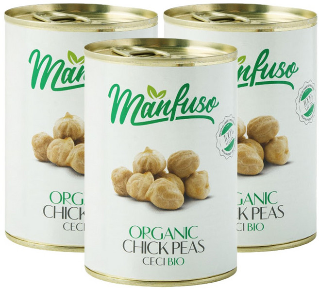 멘푸소 유기농 병아리콩 통조림, 400g, 3개