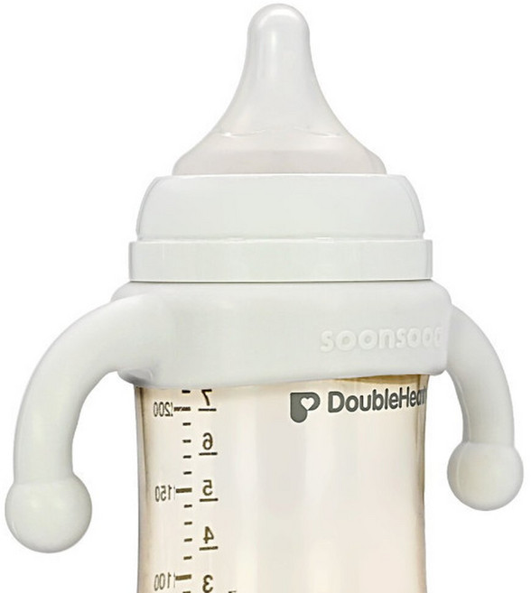 순수아 실리콘 젖병손잡이 / 화이트 더블하트 모윰 등등 타사 젖병 스파우트컵 빨대컵 호환, 1개