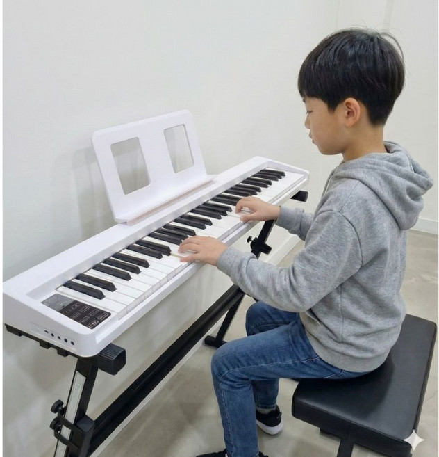 엘레오 전자 피아노 디지털 접이식 61건반, 블랙피아노+헤드폰, 1개