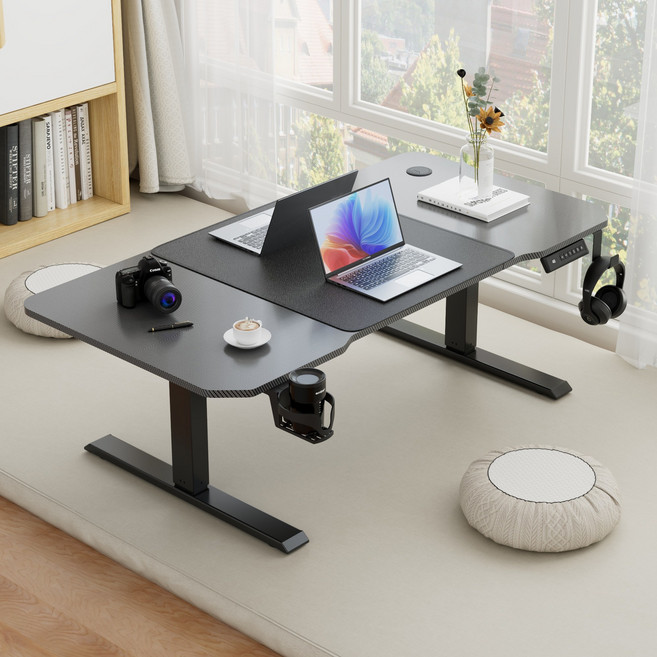 Homall 모션데스크 전동 높이 조절 좌식 책상 게이밍 데스크 47cm~72cm 조절 가능, 블랙