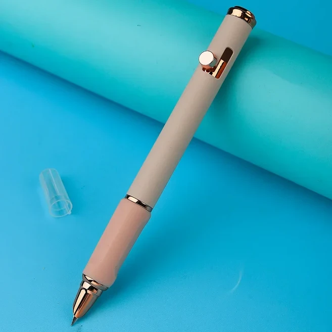 프레스 타입 지울 수 있는 만년필 0.38mm 팁 교체 가능한 잉크 색 학교 필기 용품 어른 선물 문구, 01 Pink
