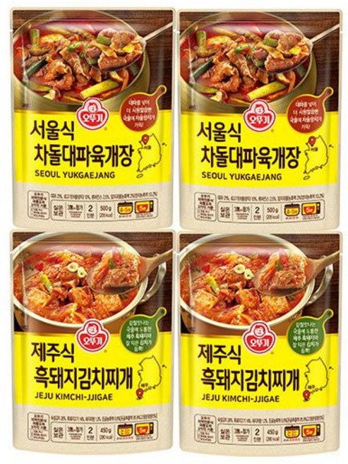 오뚜기 서울식 차돌대파육개장 500g 2개 + 제주식 흑돼지김치찌개 450g 2개, 오뚜기 서울식 차돌대파육개장 500g, 2개 + 제주식