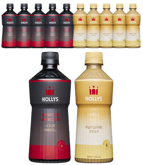 할리스 시그니처 아메리카노 550ml 6입 1개+바닐라딜라이트 로우슈거 450ml 6입 1개 (총 12개)