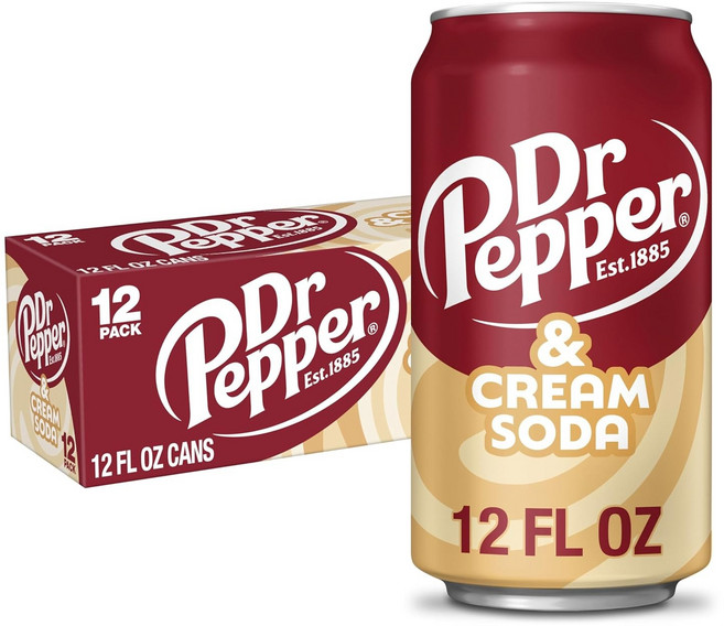 닥터페퍼 Dr. Pepper Dr & 크림 소다 팝 12 fl oz 팩 캔 108941, 12개, 355ml