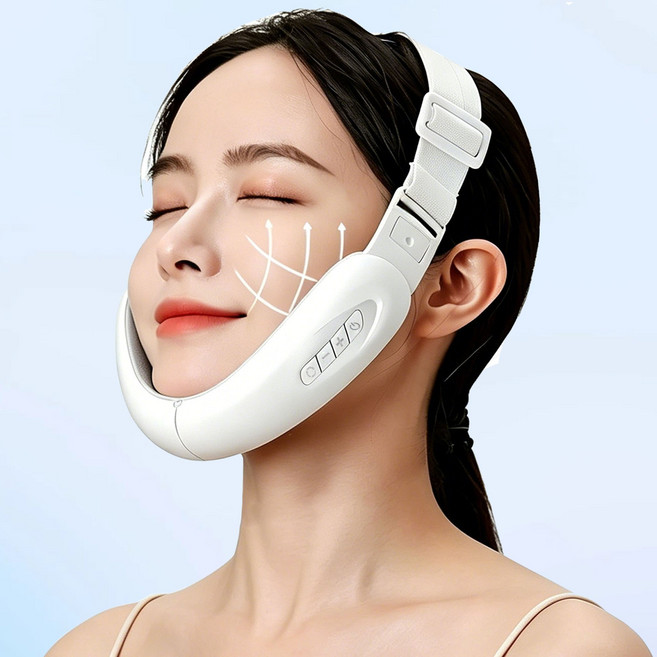 무선 스마트 미세전류 얼굴 마사지기 이중턱 리프팅 얼굴주름관리 ems마사지기, 1개, 흰색