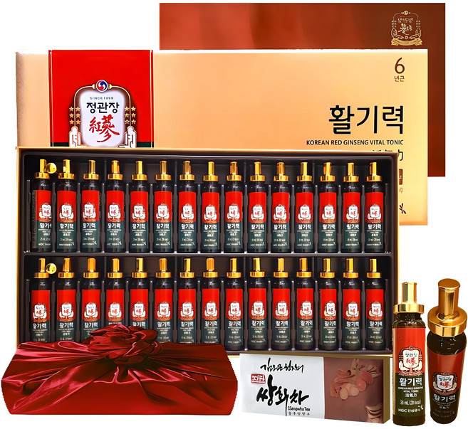 정관장 6년근 홍삼정 활기력 30세트(홍삼농축액 비타민함량) 600ml+쇼핑백 골프 여행 추석 설 명절 선물세트(보자기포함), 1세트, 30정