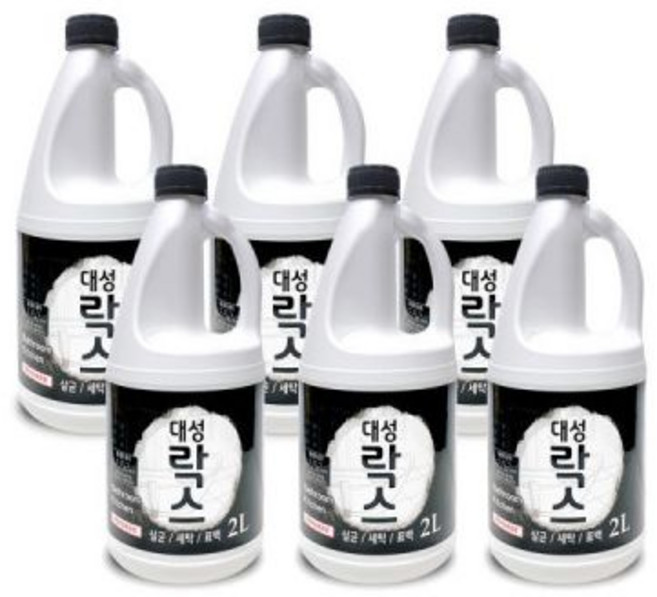 대성락스 표백제 청소세제 얼룩제거 주방청소 욕실청소 살균소독 악취제거 대성락스 2L x 6개입 1박스, 1