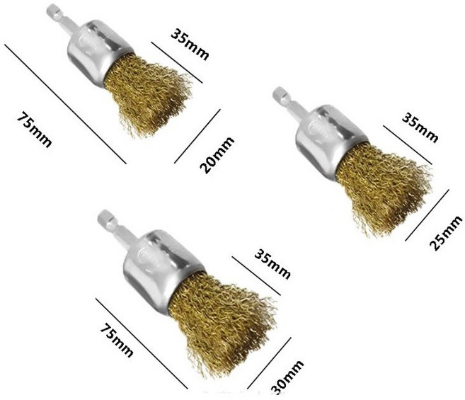 전동 드릴 육각 철브러시 녹제거 컵브러쉬, 엔드브러쉬20mm