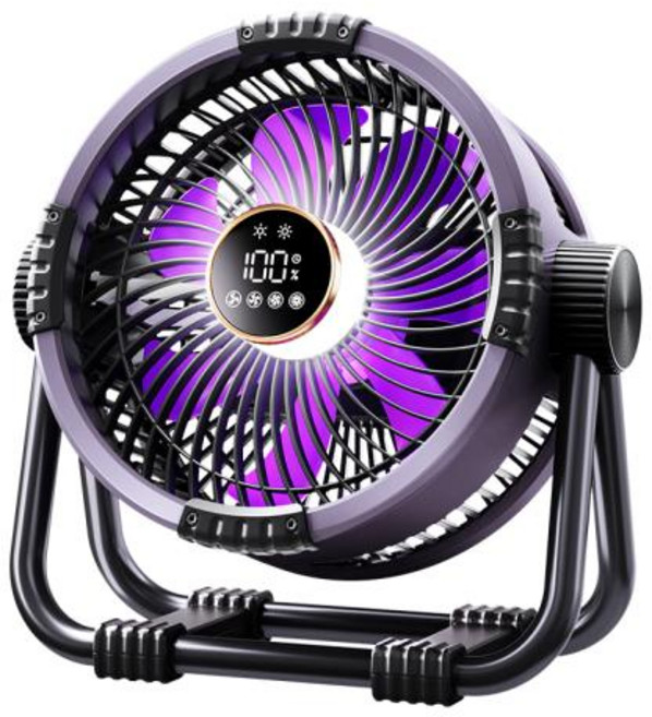 캠핑 선풍기 충전식 배터리 휴대용 야외 무선 텐트 천장 공기 순환기 후크 및 LED 조명 20000mAh, 2) Gray, 2. Gray