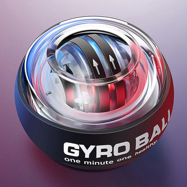 GYRO BALL 腕力球 手腕力訓練球 發光自啟動 鋅合金球芯 黑色, 1個