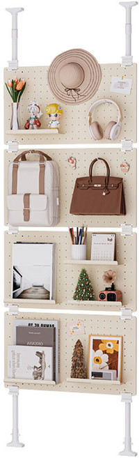 洞洞板置物架 頂天立地伸縮, 白色, 1個