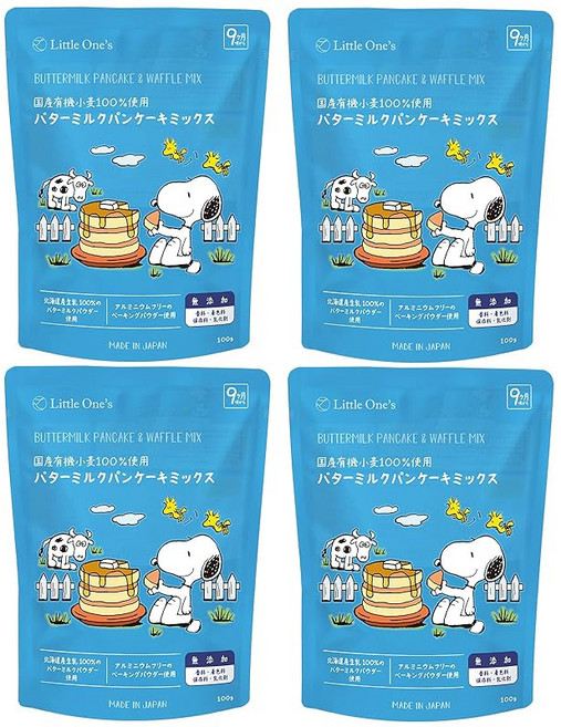 리틀원즈 국산 유기농 밀가루 100% 사용 버터밀크 팬케이크 믹스 100g×4개 향료 착색료 유화제 무첨가 알루미늄 프리 오가닉 아기 9개월쯤