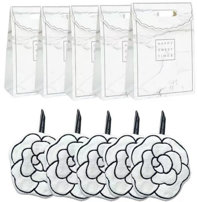 프렌치 고리형 다용도초강력흡수 핸드타월 5종세트 답례품 개별포장, 5개, 플라워형+포장