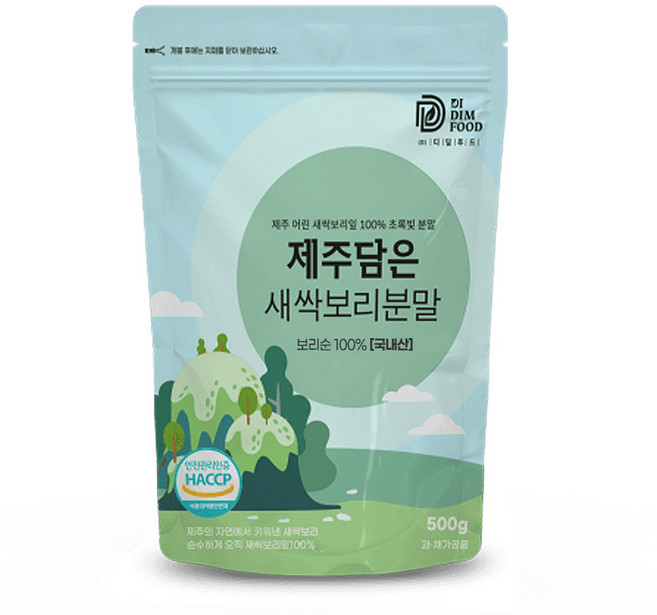 제주 새싹보리 분말 HACCP 인증 국산 어린 새싹 보리 잎 보리새싹 가루 대용량, 500g, 1개