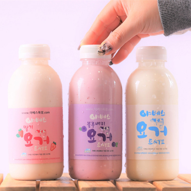 야베스목장 수제 요거트 세트 500ml, 플레인 3개 블루베리 3개