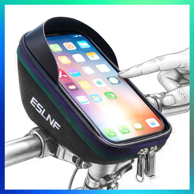 나너마켓 하드쉘 휴대폰거치 자전거 프레임 가방, 1개, 블랙