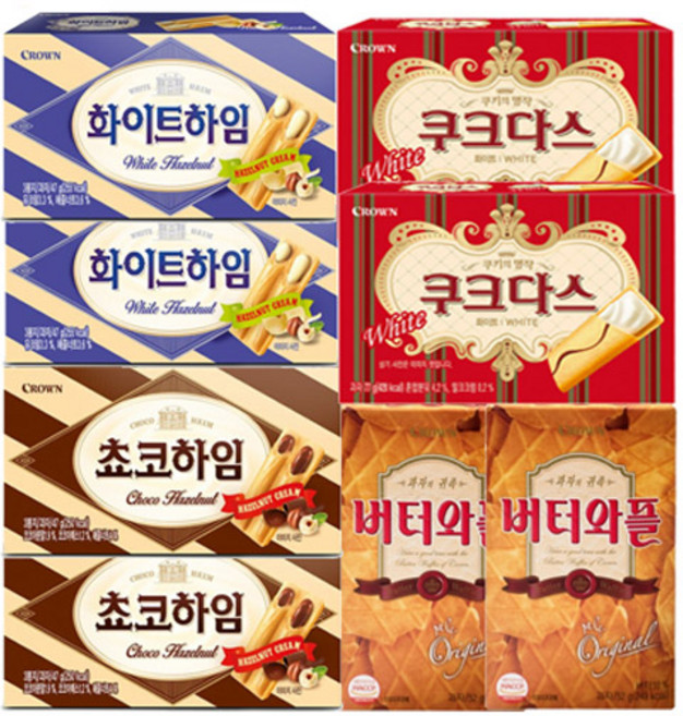 (스윗몬) 과자세트 (쿠크다스2+쵸코하임2+화이트하임2+버터와플2), 1개, 1세트