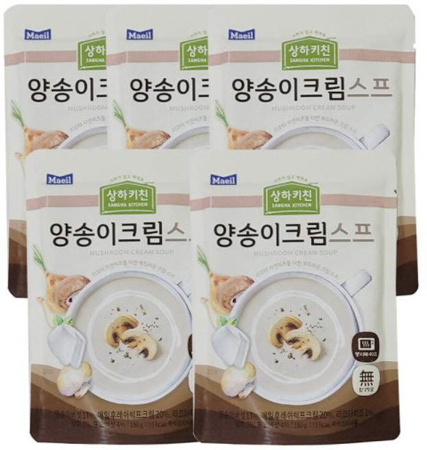 상하키친 양송이크림스프 전자렌지 40초요리, 150g, 5개