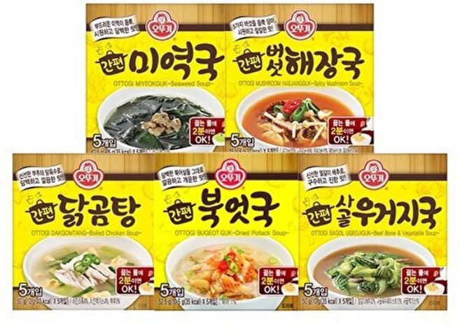 오뚜기 간편블럭국 5종팩 [미역+북어+닭곰탕+버섯해장+사골우거지], 1세트
