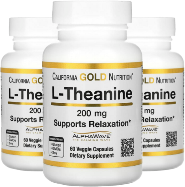 [3세트] 씨지엔 L 테아닌 200mg 60캡슐 태아닌 CGN 알파웨이브 엘테아닌 녹차, 3개