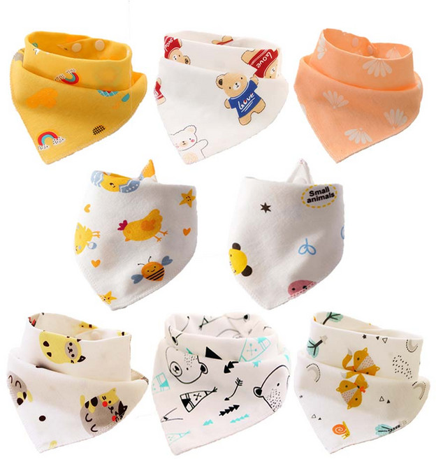 감성팩토리 삼각 순면 투버튼 턱받이 8종