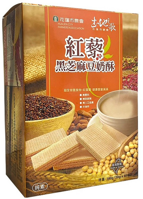 花蓮市農會 紅藜黑芝麻豆奶酥, 160g, 1套