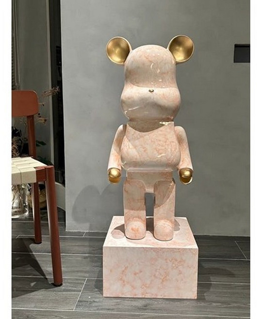 베어브릭 곰저금통 인테리어 거실 매장 장식 대리석 대형 곰돌이, 핑크 50cm + 받침대