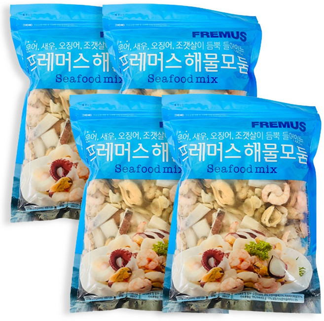 맛꾼 간편한 해물모듬 대용량 800g (오징어 새우살 문어 바지락 홍합), 4개