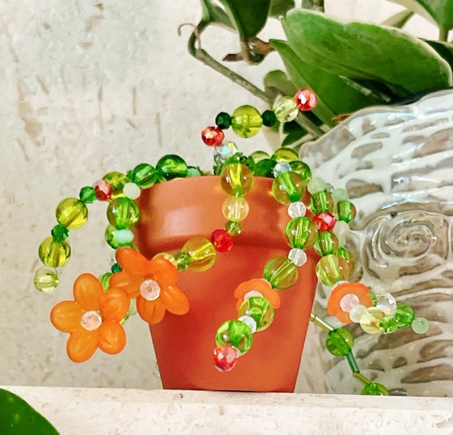 흐뭇마켓 비즈 공예 식물 화분 DIY 만들기 취미 키트 학생 수업 교구 재료 원룸 꾸미기 소품, 추가, 오렌지꽃, 추가_오렌지꽃, 1개