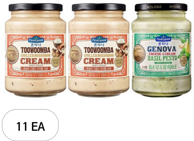 폰타나 투움바 그릴드 머쉬룸 크림 파스타소스 + 제노바 치즈&크림 바질페스토 파스타소스, 11세트, 1.29kg