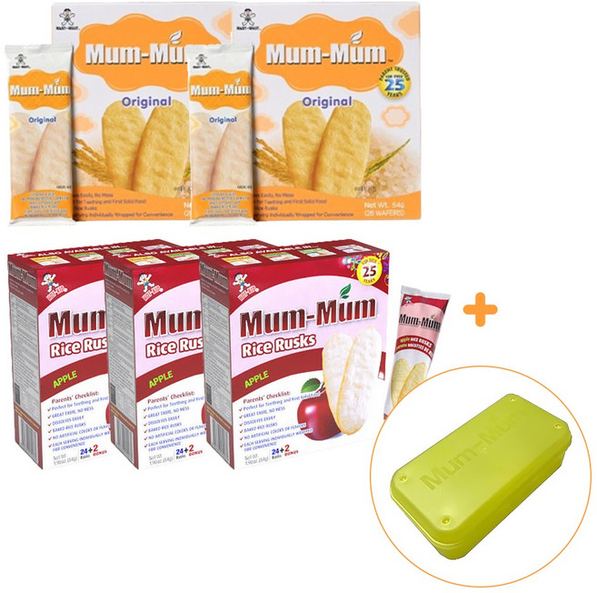 베이비멈멈 쌀과자 혼합맛(오리지널2개+사과3개)+전용케이스세트, 1세트, 54g, 오리지널+사과맛