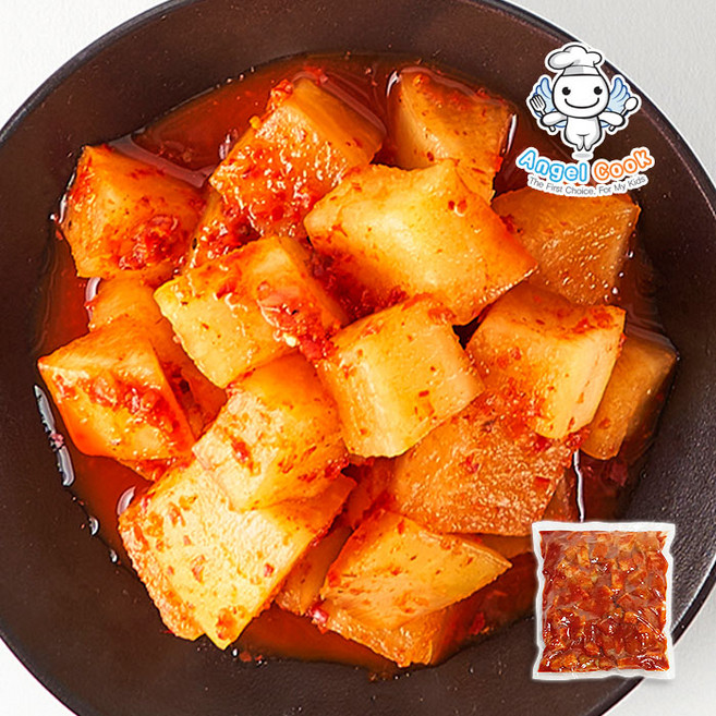 [엔젤쿡] 무배 깔끔한 남도의참맛 별미가 여수 돌산 갓김치 파김치 깍두기 알타리 총각김치 석박지 대파 갓물김치 동치미 깍치미 갓치미 대파피클 고들빼기, 2kg, 1개, 별미 매운깍두기