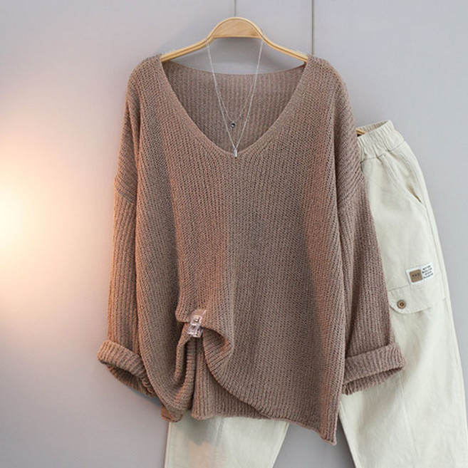 달콩 여리여리V넥루즈핏니트 빅사이즈 롱니트 긴팔니트 부드러운