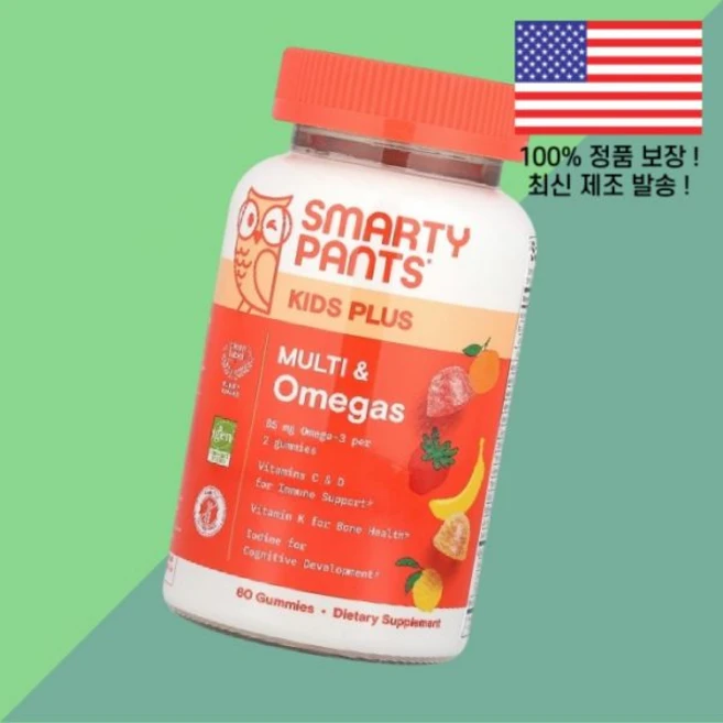 스마티팬츠 어린이 칠드런 키즈 아이 플러스 멀티 오메 젤리 구미 레몬 오렌지 딸기 스트로베리 바나나 60젤리 60개입 SmartyPants Kids Plus Multi Omeg, 1, 60 - 쿠팡
