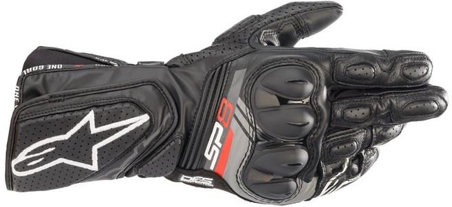 Alpinestars SP-8 V3 觸控長手套 全粒面皮革耐磨舒適 觸控螢幕兼容設計, 黑白,S, 1個