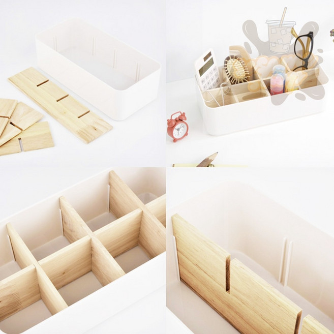 참깨샵 원목 칸막이 화장대 수납함 부품수납함