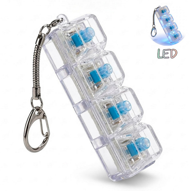 치프몰 기계식 키보드 투명 키캡 LED 열쇠고리 4캡, 1개, 흰색